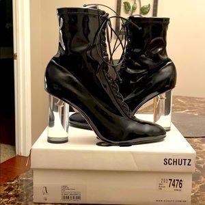 Lace Up Patent Leather Schultz Booties